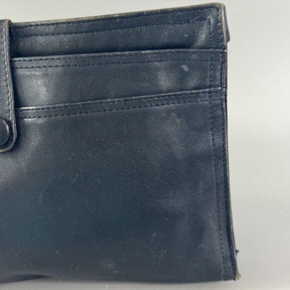 Authentic Vintage Bottega Veneta Navy Blue Leather Wristlet Clutch Made in Italy